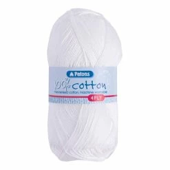 Promo 😍 Patons White 100% Cotton 4 Ply Yarn 100g 🥰