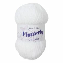 Budget 🎁 James C Brett White Flutterby Chunky Yarn 100 G 😉