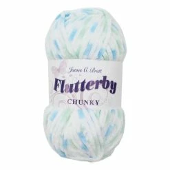 Outlet 🔔 James C Brett White Blue Mint Flutterby Chunky Yarn 100 G ✔️