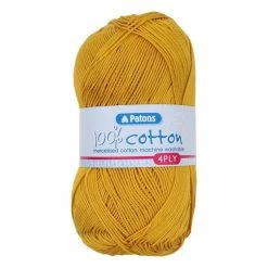 Budget 😍 Patons Yellow 100% Cotton 4 Ply 100g 🧨