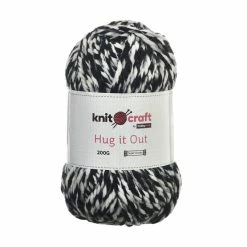 Outlet 👍 Knitcraft Charcoal Cream Hug It Out Yarn 200g 😍