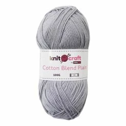 Best Sale 💯 Knitcraft Light Grey Cotton Blend Plain DK Yarn 100g 👍