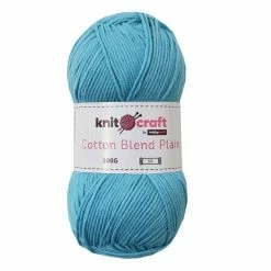 Budget 🛒 Knitcraft Bright Blue Cotton Blend Plain DK Yarn 100g 🔥