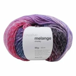 Brand new 💯 Rico Design Rico Purple Fuchsia Creative Melange Chunky Yarn 50g ✔️