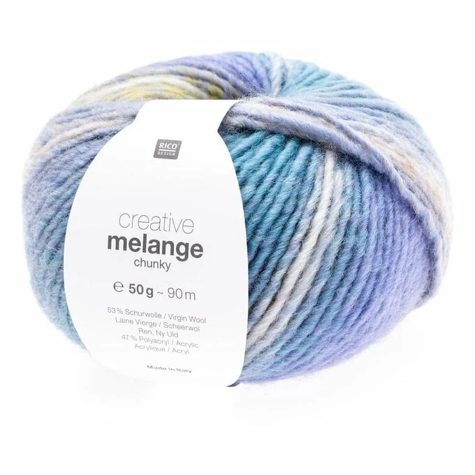 Cheap π Rico Design Rico Yellow Turquoise Creative Melange Chunky Yarn 50g π