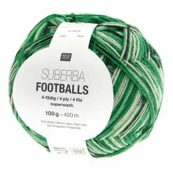 Budget ⭐ Rico Design Rico Green-Black Superba Footballs 4 Ply Yarn 100g 🤩