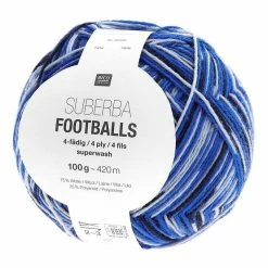 Discount 😀 Rico Design Rico Blue-Black Superba Footballs 4 Ply Yarn 100g 😉